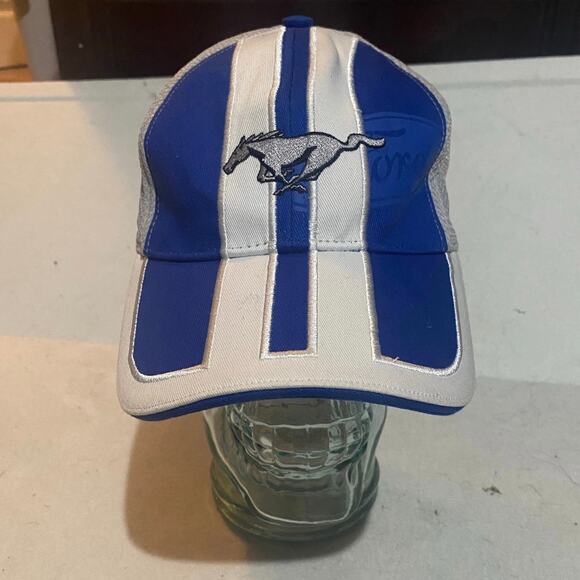 Ford Mustang Hat Racing Striped Cap Sports Car Pony Big Logo Official Licensed - Picture 5 of 6
